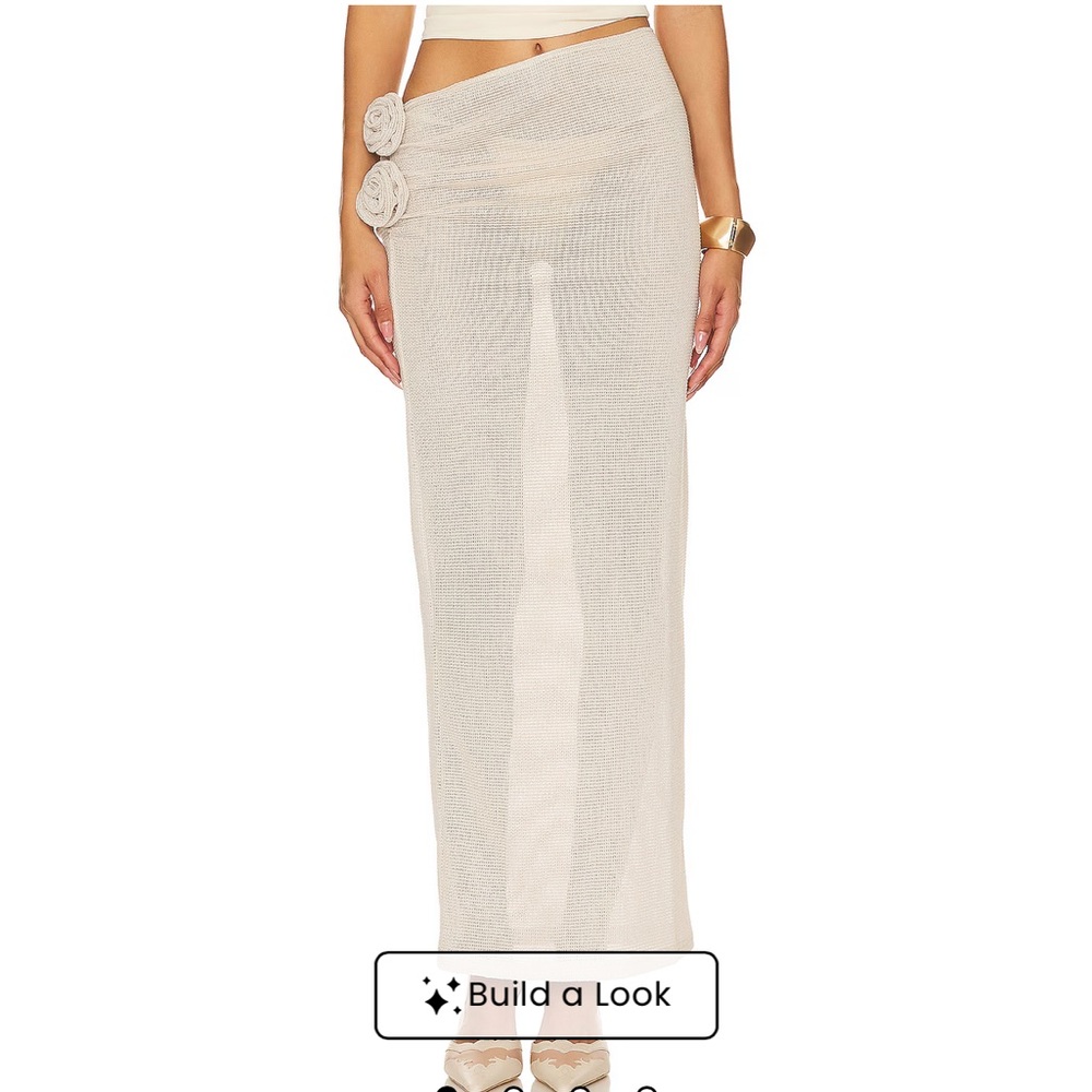 Lioness Cream Maxi Skirt with Floral Detail